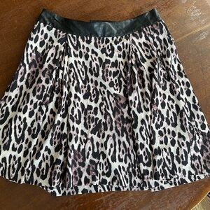 Robert Rodriguez Leather Waistband Leopard Skirt Size 14
